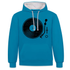 Schallplatte Vinyl Retro Style Musik Kontrast-Hoodie - Pfauenblau/Grau meliert