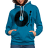 Schallplatte Vinyl Retro Style Musik Kontrast-Hoodie - Pfauenblau/Grau meliert