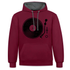 Schallplatte Vinyl Retro Style Musik Kontrast-Hoodie - Weinrot/Anthrazit