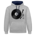 Schallplatte Vinyl Retro Style Musik Kontrast-Hoodie - Grau meliert/Navy