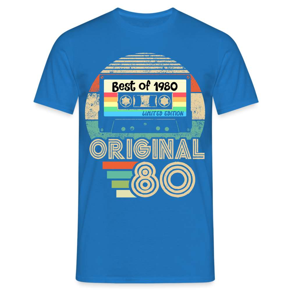 Jahrgang 1980 Geburtstag Geboren 1980 Retro Kassette Geschenk T-Shirt - Royalblau