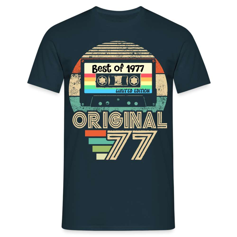 Jahrgang 1977 Geburtstag Geboren 1977 Retro Kassette Geschenk T-Shirt - Navy