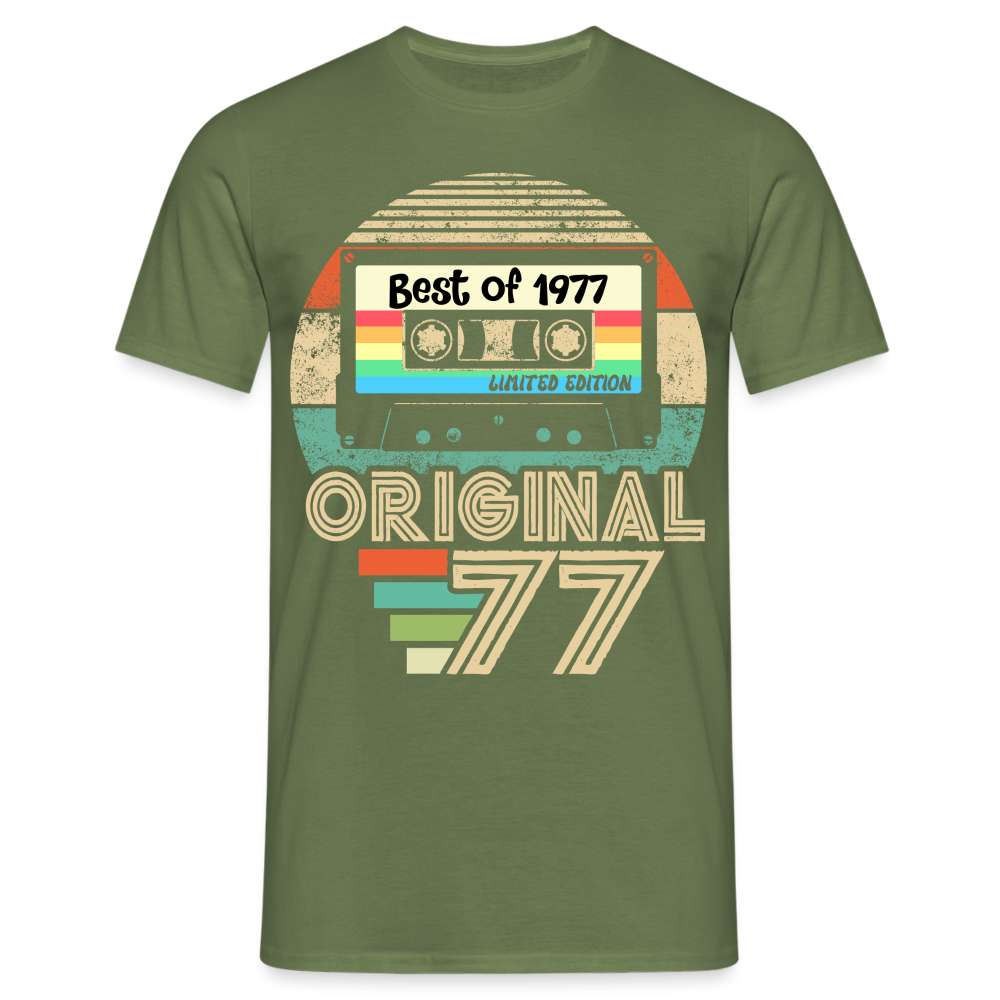 Jahrgang 1977 Geburtstag Geboren 1977 Retro Kassette Geschenk T-Shirt - Militärgrün