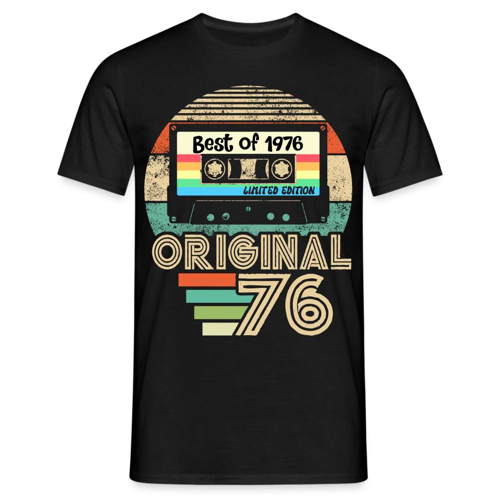 Jahrgang 1976 Geburtstag Geboren 1976 Retro Kassette Geschenk T-Shirt - Schwarz