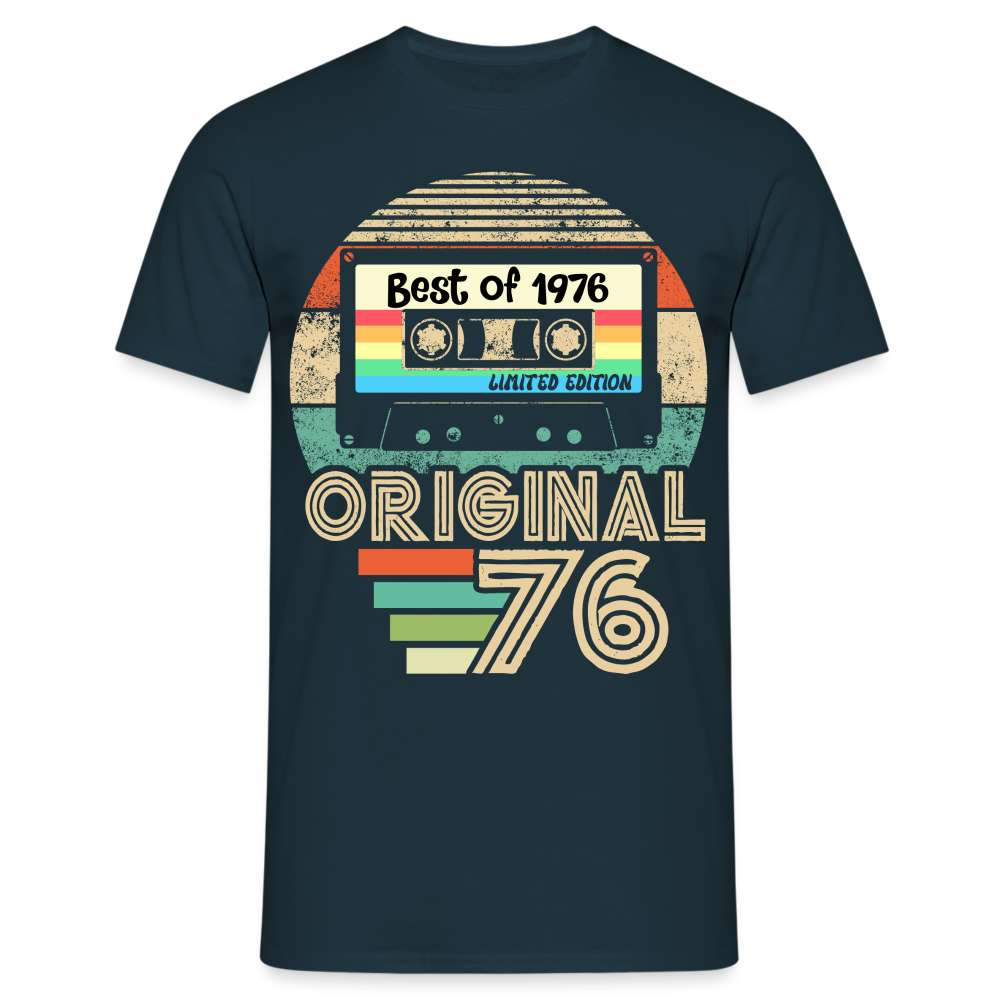 Jahrgang 1976 Geburtstag Geboren 1976 Retro Kassette Geschenk T-Shirt - Navy