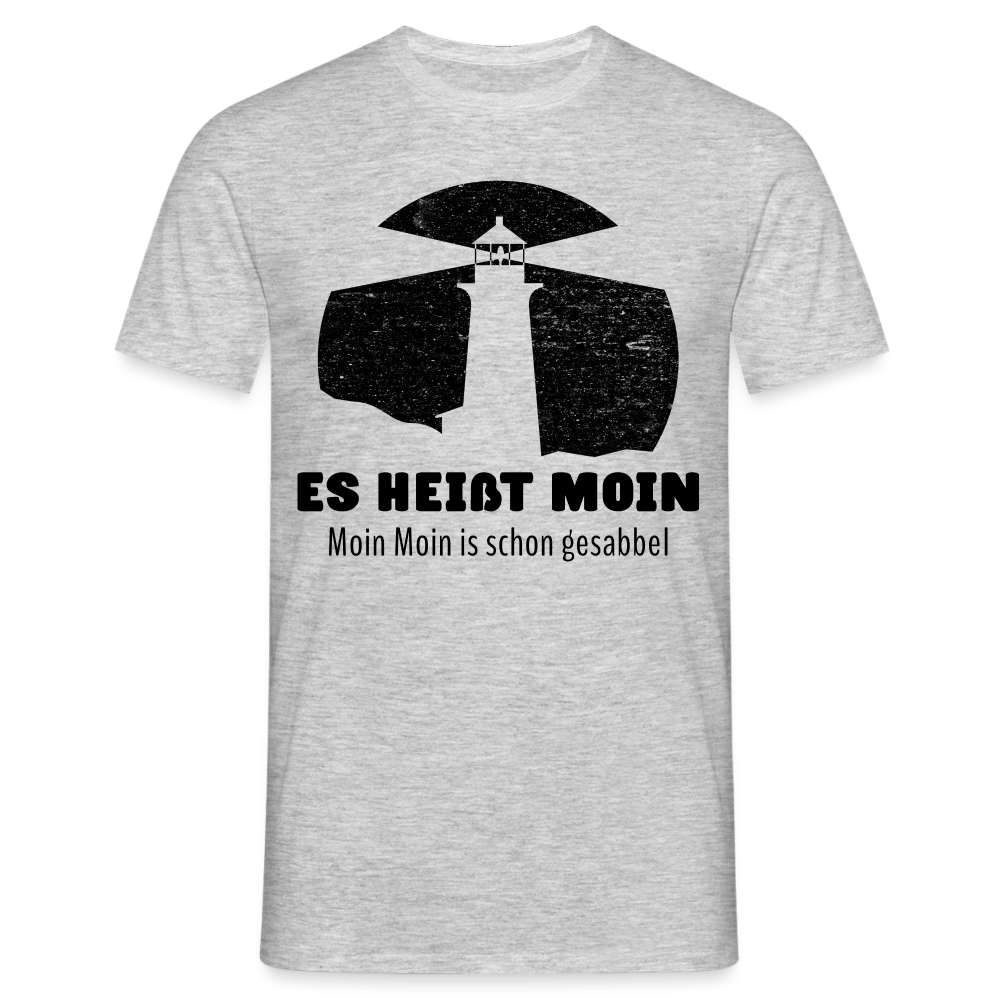 Moin - Norddeutsch Spruch - Leuchtturm - Lustiges T-Shirt - Grau meliert