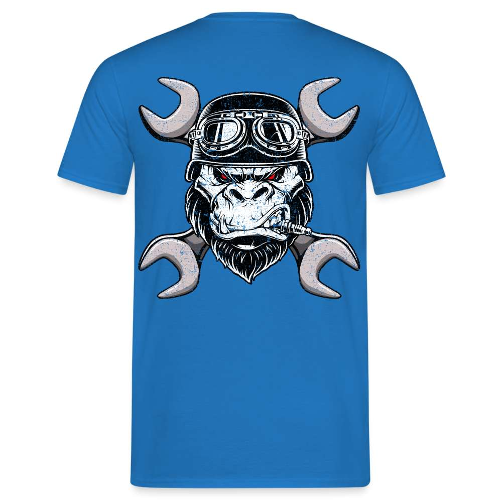 Werkstatt Gorilla Biker Schraubenschlüssel Lustiges Geschenk T-Shirt - Royalblau