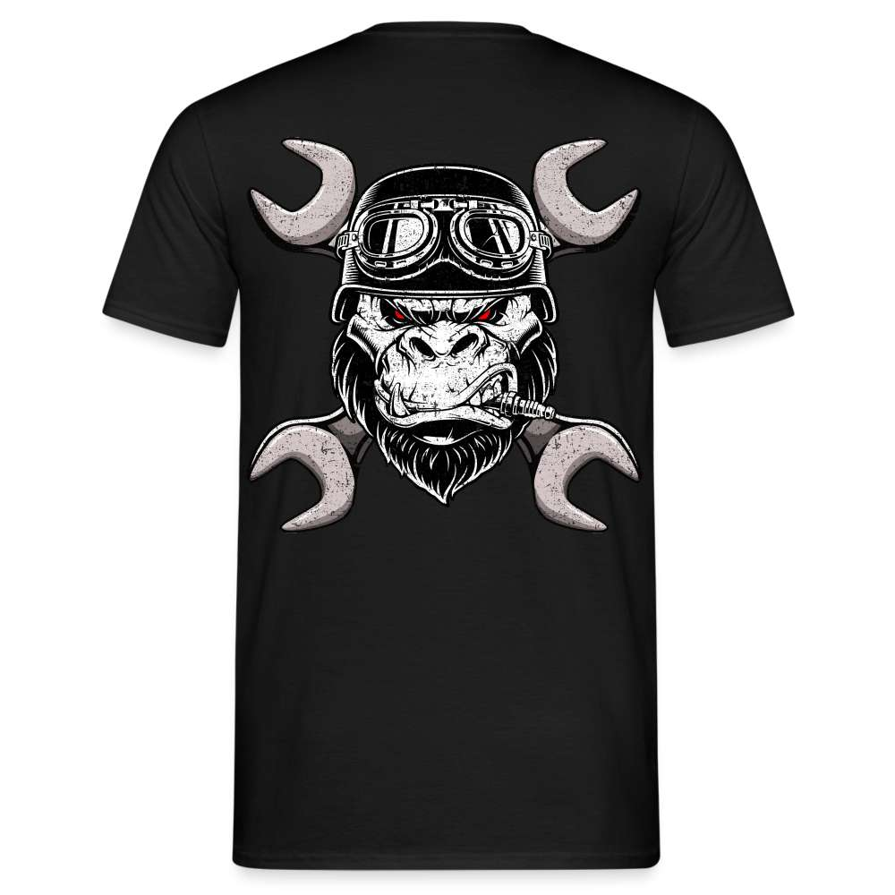 Werkstatt Gorilla Biker Schraubenschlüssel Lustiges Geschenk T-Shirt - Schwarz