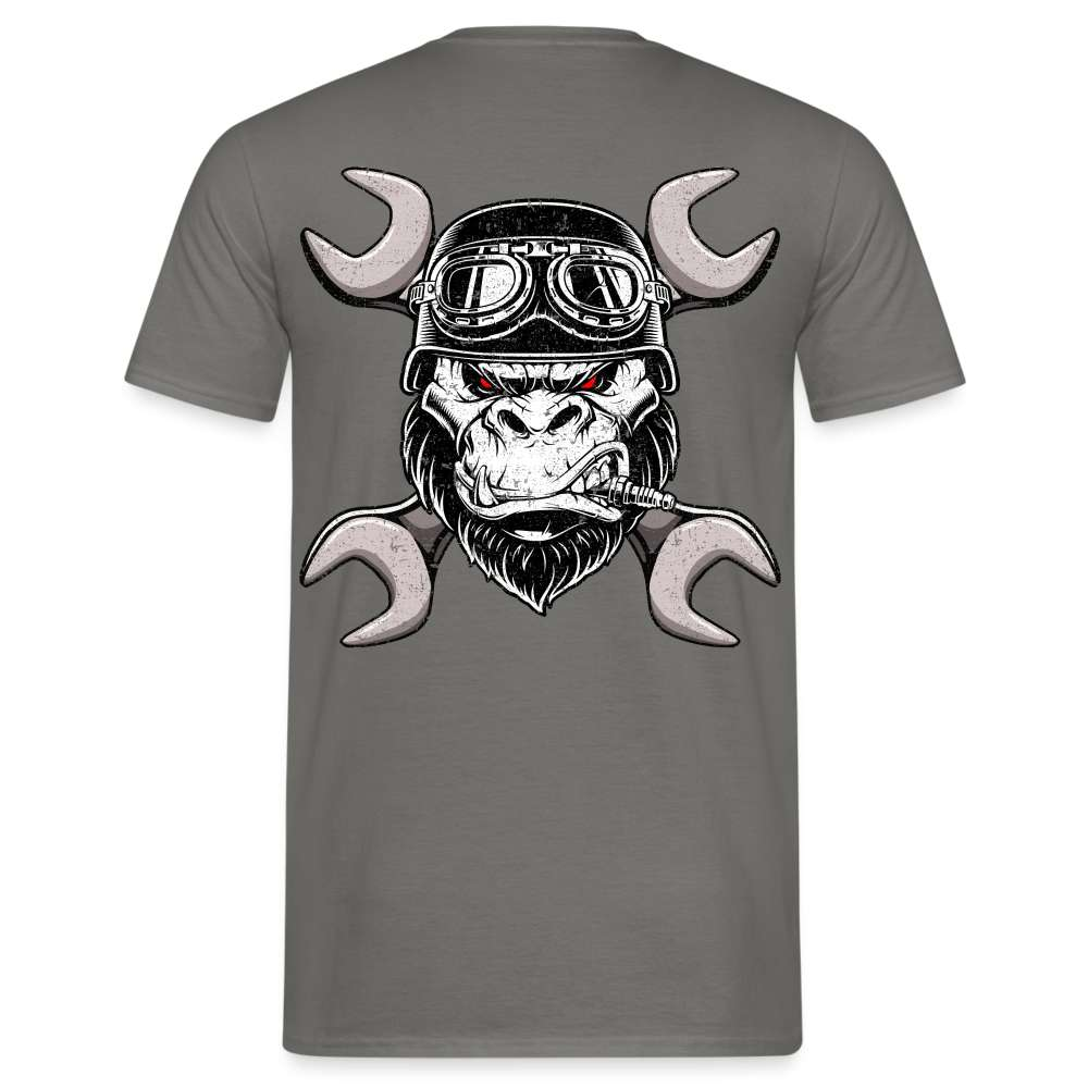 Werkstatt Gorilla Biker Schraubenschlüssel Lustiges Geschenk T-Shirt - Graphit