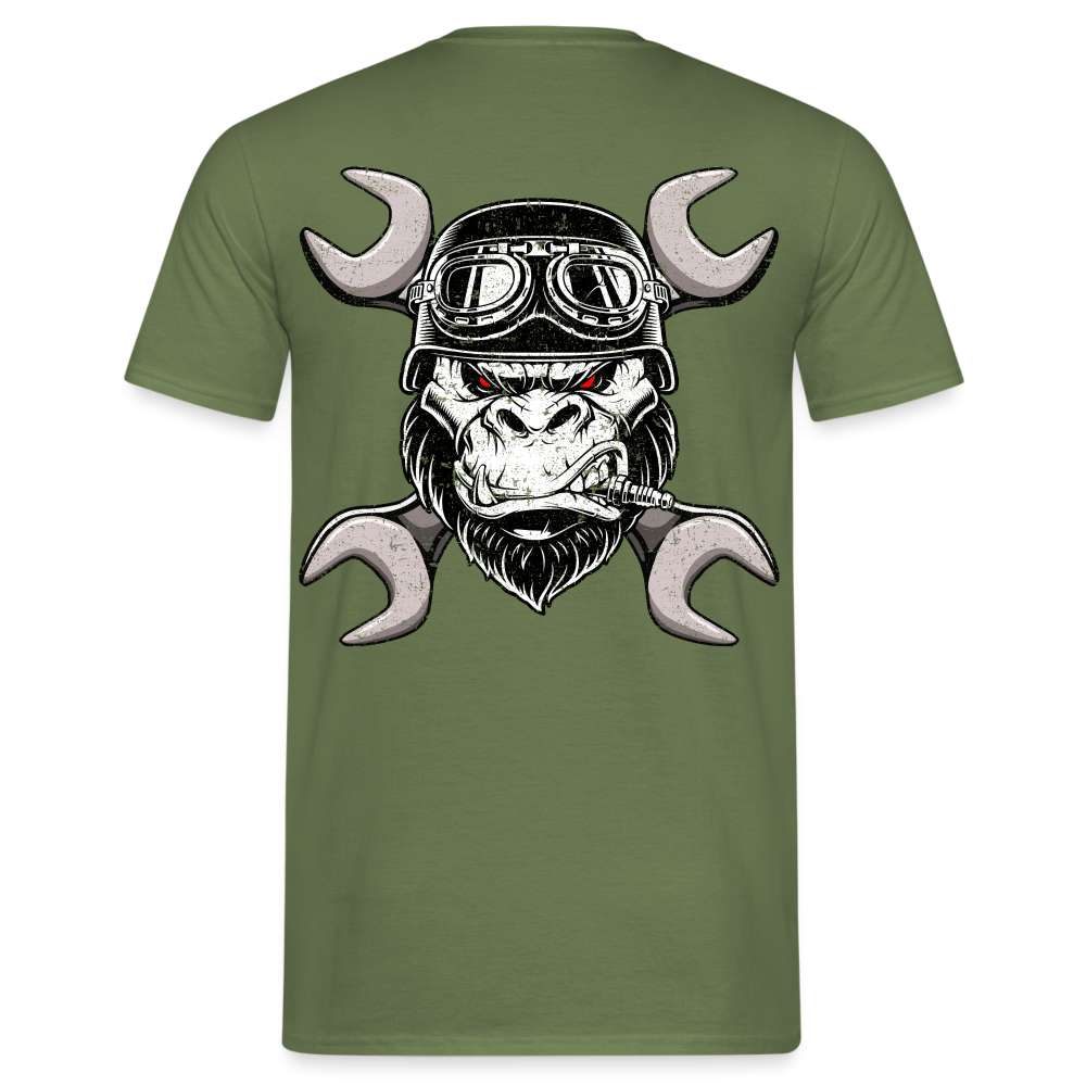 Werkstatt Gorilla Biker Schraubenschlüssel Lustiges Geschenk T-Shirt - Militärgrün