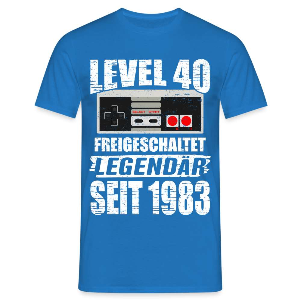 40. Geburtstag 1983 Retro Gaming NES LEVEL 40  Geschenk T-Shirt - Royalblau