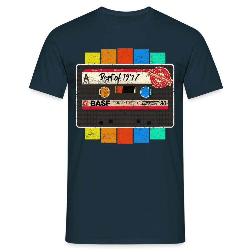 1947 Geburtstag Retro Musik Kassette Tape Limited Edition Geschenk T-Shirt - Navy