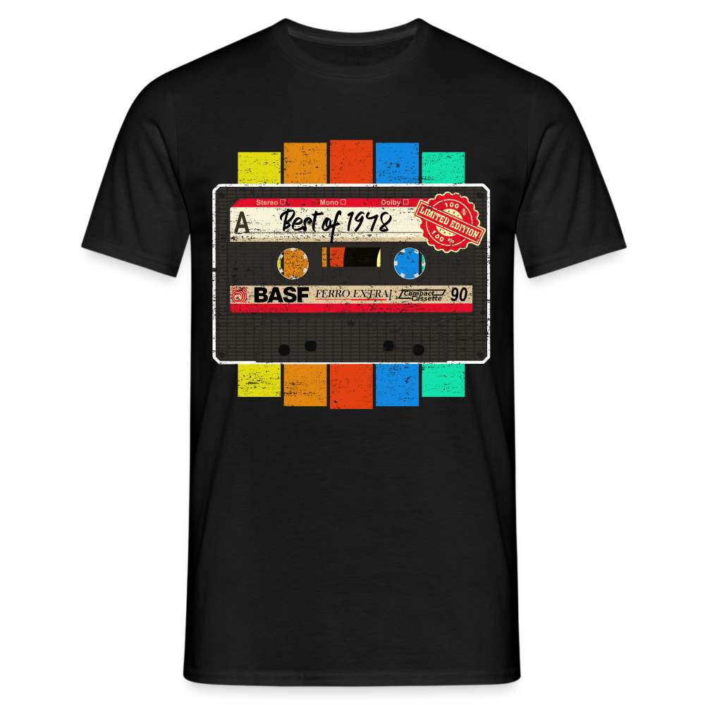 1948 Geburtstag Retro Musik Kassette Tape Limited Edition Geschenk T-Shirt - Schwarz