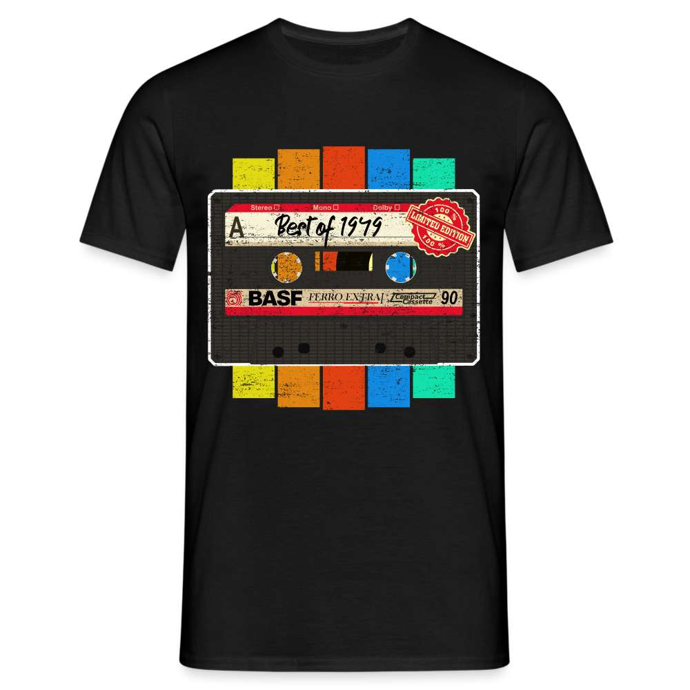 1949 Geburtstag Retro Musik Kassette Tape Limited Edition Geschenk T-Shirt - Schwarz