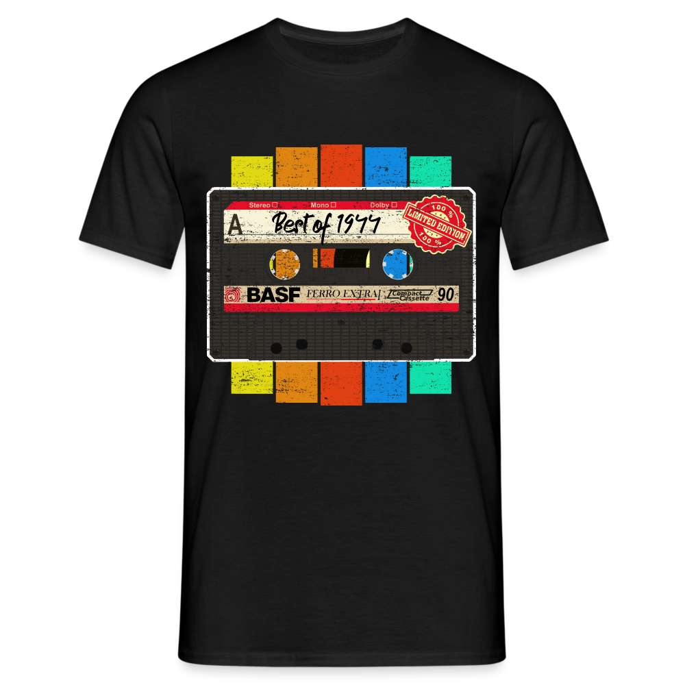 1944 Geburtstag Retro Musik Kassette Tape Limited Edition Geschenk T-Shirt - Schwarz