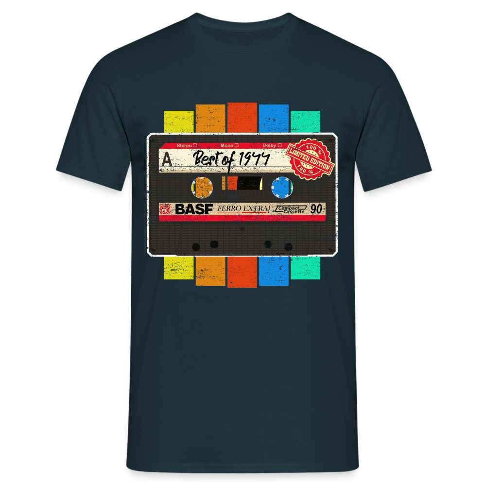 1944 Geburtstag Retro Musik Kassette Tape Limited Edition Geschenk T-Shirt - Navy