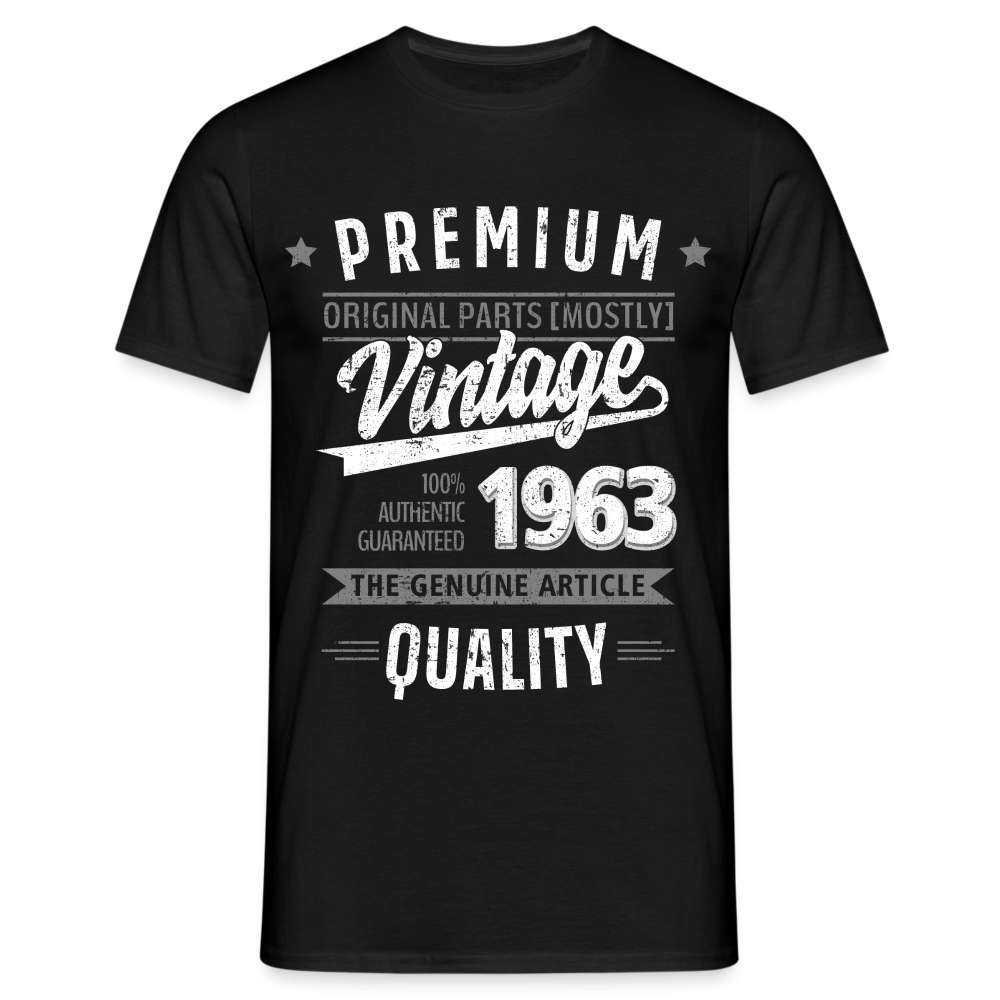 60. Geburtstag - Vintage - Original Parts - Geboren 1963 - Geschenk T-Shirt - Schwarz