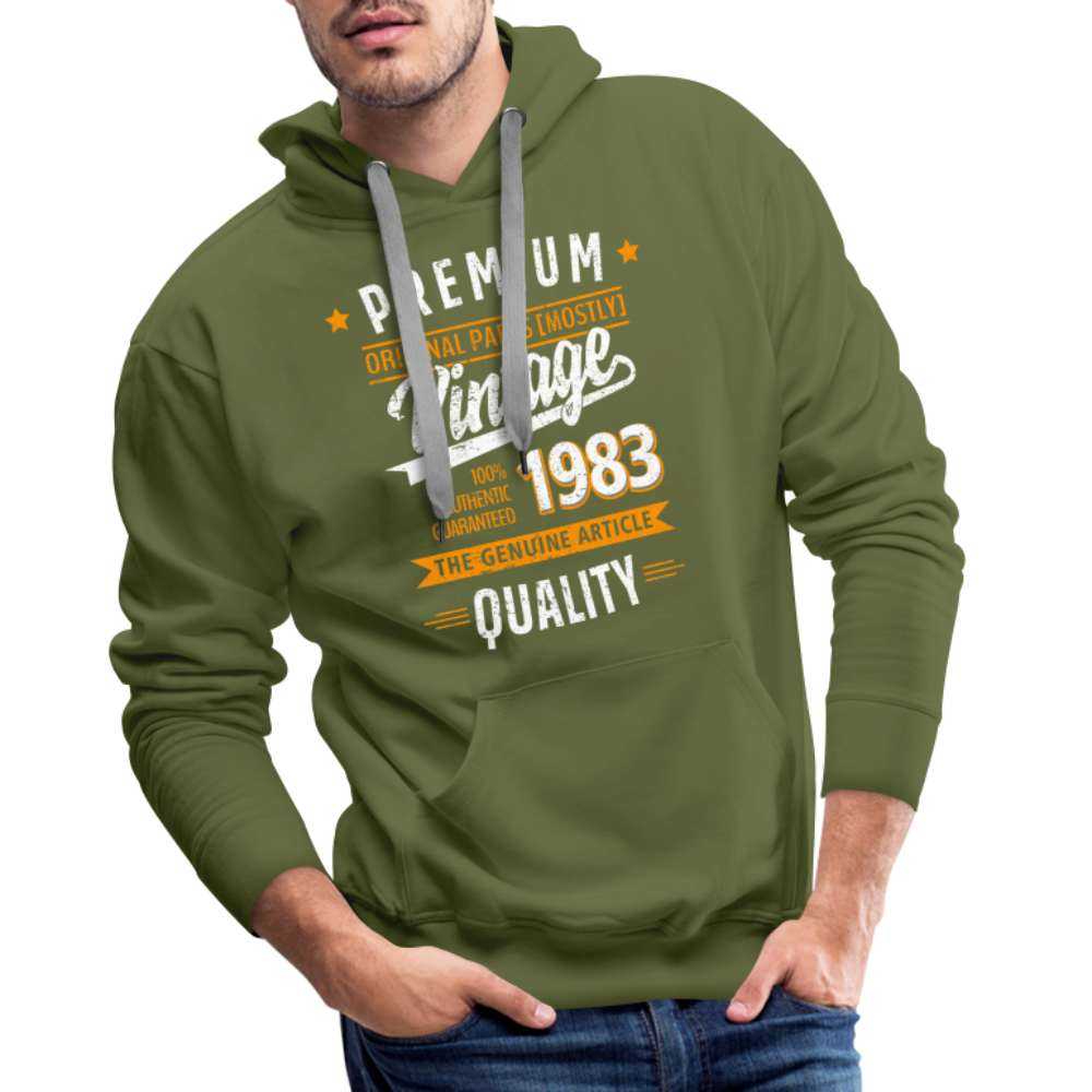 40. Geburtstag - Vintage - Original Parts - Geboren 1983 - Geschenk Premium Hoodie - Olivgrün