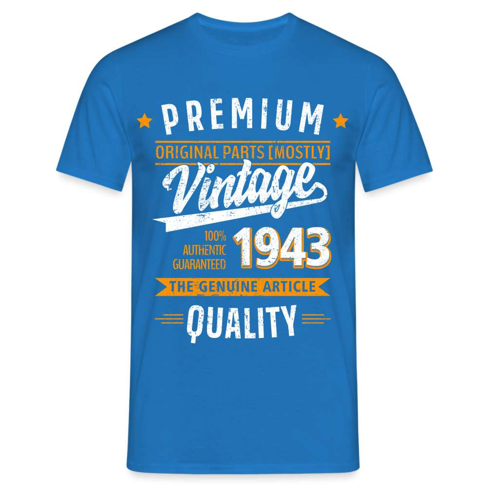 80. Geburtstag - Vintage - Original Parts - Geboren 1943 - Geschenk T-Shirt - Royalblau