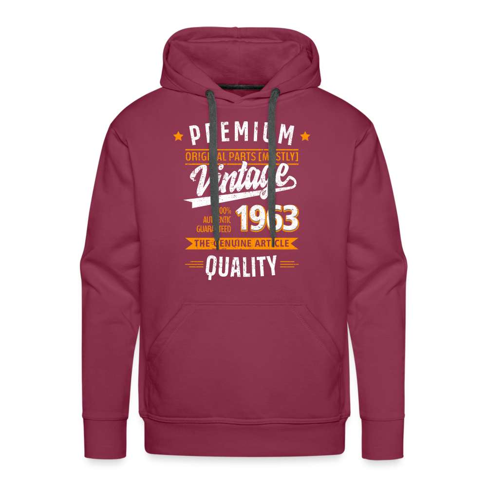 60. Geburtstag - Vintage - Original Parts - Geboren 1963 - Geschenk Premium Hoodie - Bordeaux