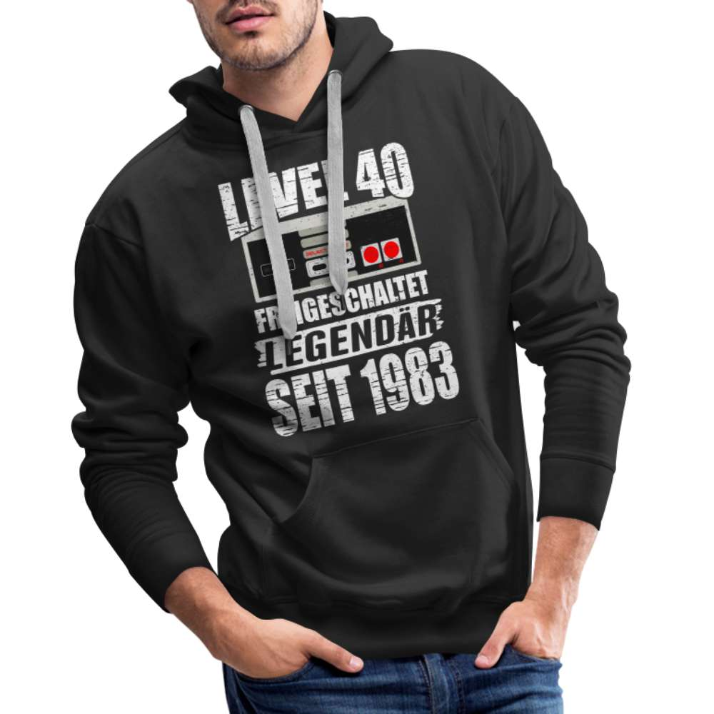 40. Geburtstag 1983 Retro Gaming NES LEVEL 40 Geschenk Premium Hoodie - Schwarz