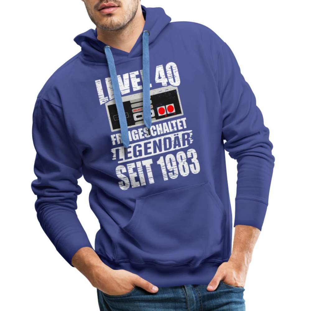 40. Geburtstag 1983 Retro Gaming NES LEVEL 40 Geschenk Premium Hoodie - Königsblau