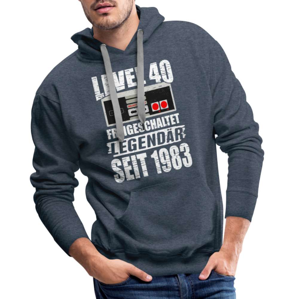 40. Geburtstag 1983 Retro Gaming NES LEVEL 40 Geschenk Premium Hoodie - Jeansblau