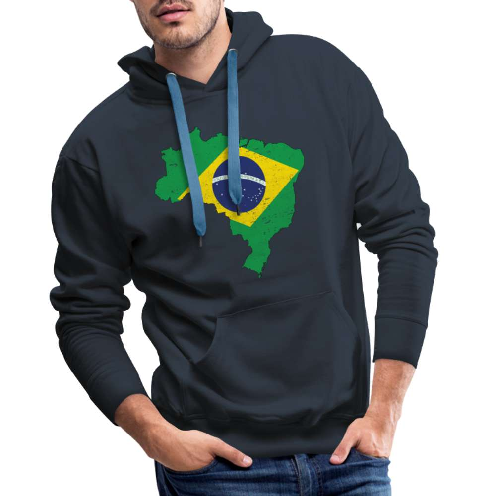 Brasilien Flagge - Geschenk für Brasilien Fans - Premium Hoodie - Navy