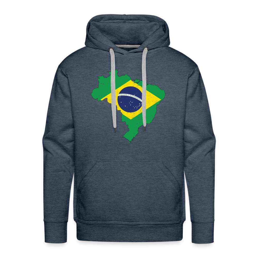 Brasilien Flagge - Geschenk für Brasilien Fans - Premium Hoodie - Jeansblau