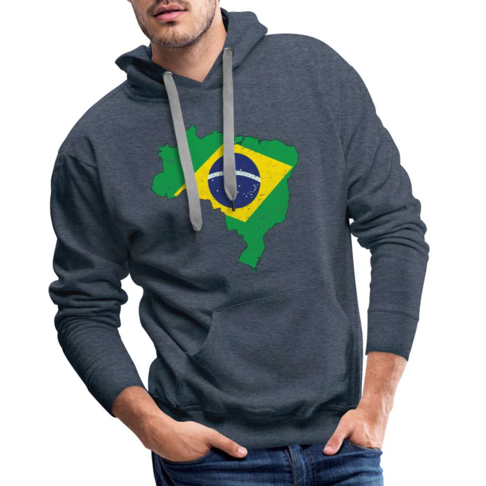 Brasilien Flagge - Geschenk für Brasilien Fans - Premium Hoodie - Jeansblau