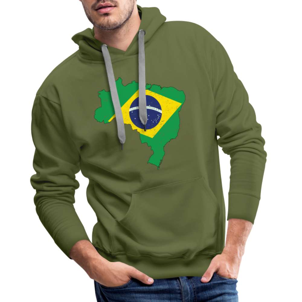 Brasilien Flagge - Geschenk für Brasilien Fans - Premium Hoodie - Olivgrün