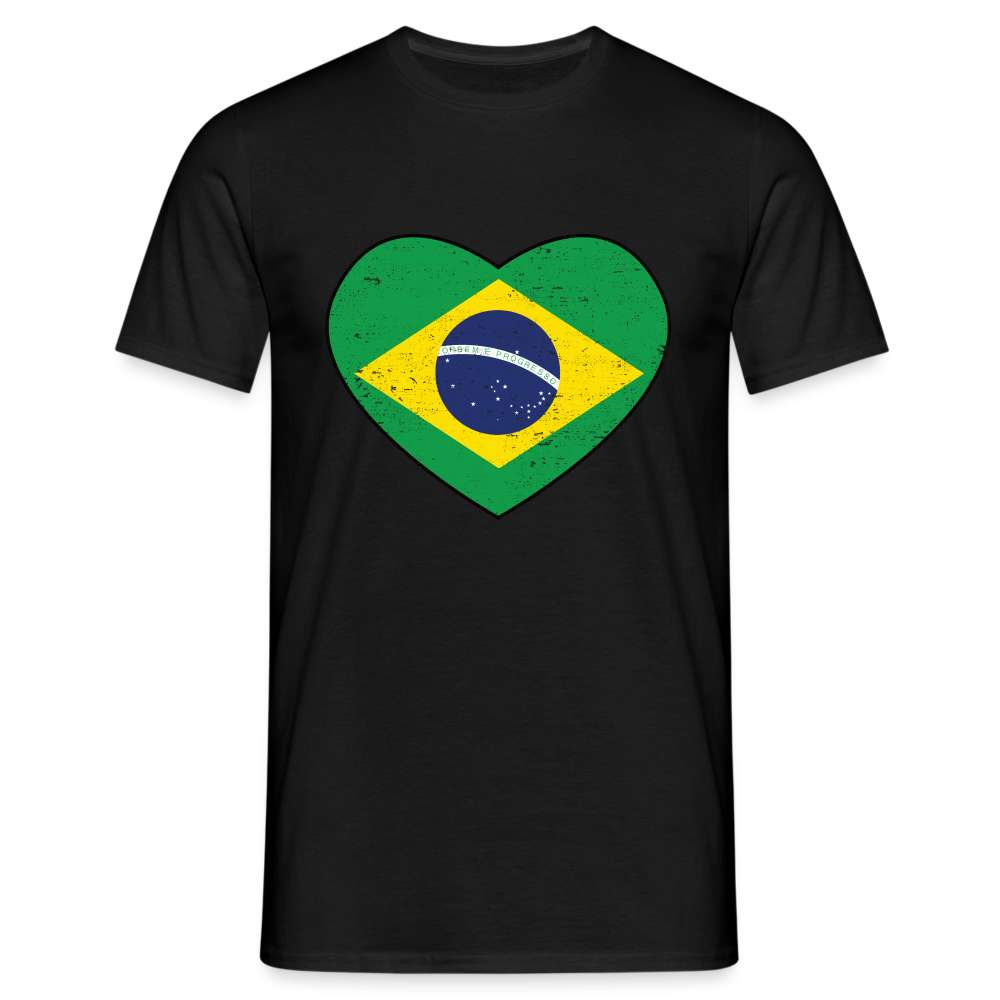 Brasilien Herz Flagge - Love Brazil - Brasilien Fan T-Shirt - Schwarz