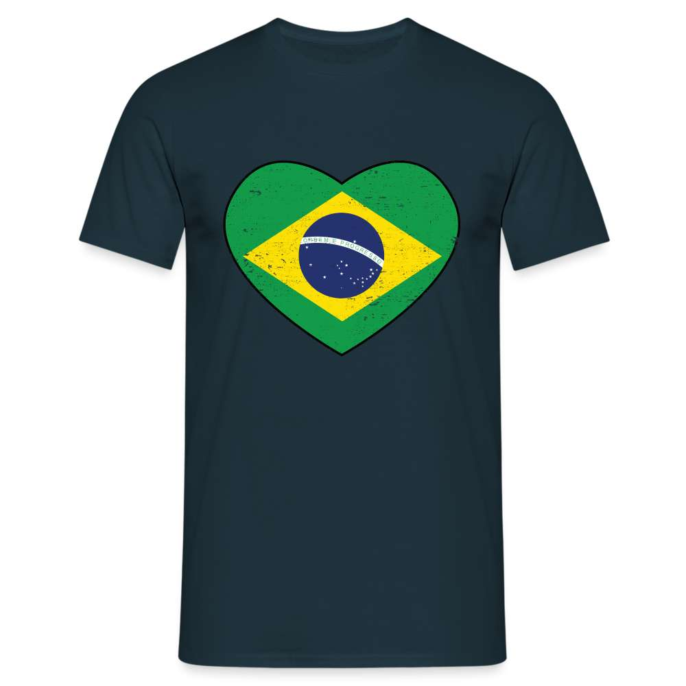 Brasilien Herz Flagge - Love Brazil - Brasilien Fan T-Shirt - Navy