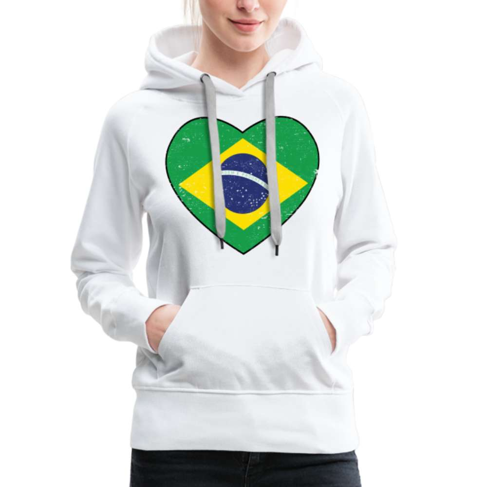 Brasilien Herz Flagge - Love Brazil - Brasilien Fan Frauen Premium Hoodie - weiß
