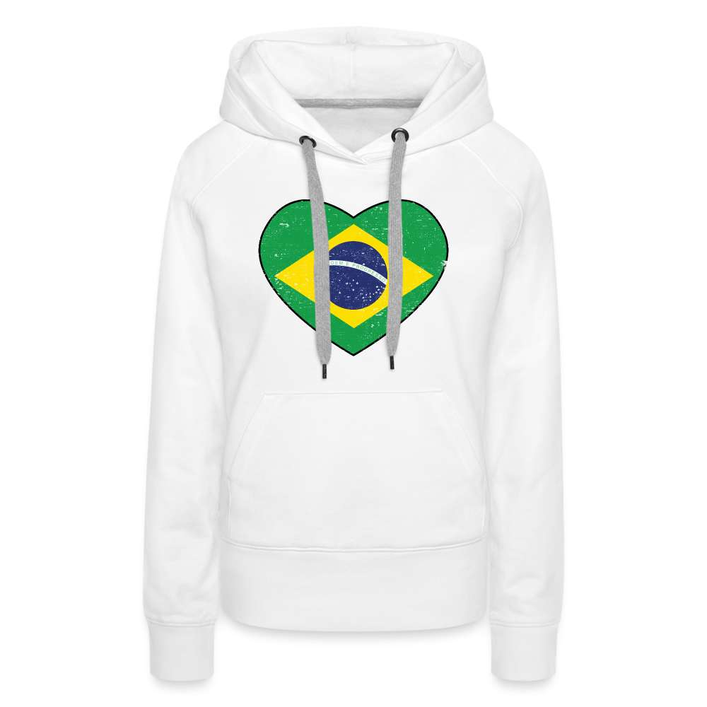 Brasilien Herz Flagge - Love Brazil - Brasilien Fan Frauen Premium Hoodie - weiß