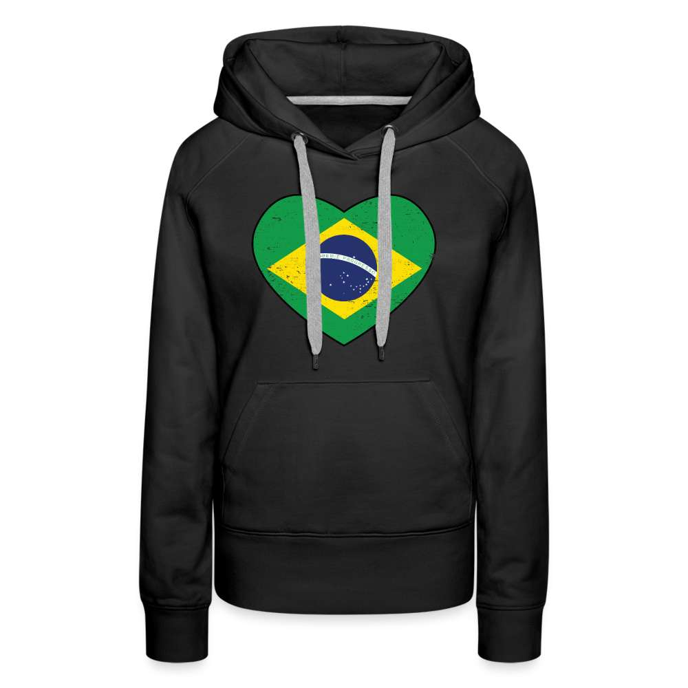 Brasilien Herz Flagge - Love Brazil - Brasilien Fan Frauen Premium Hoodie - Schwarz