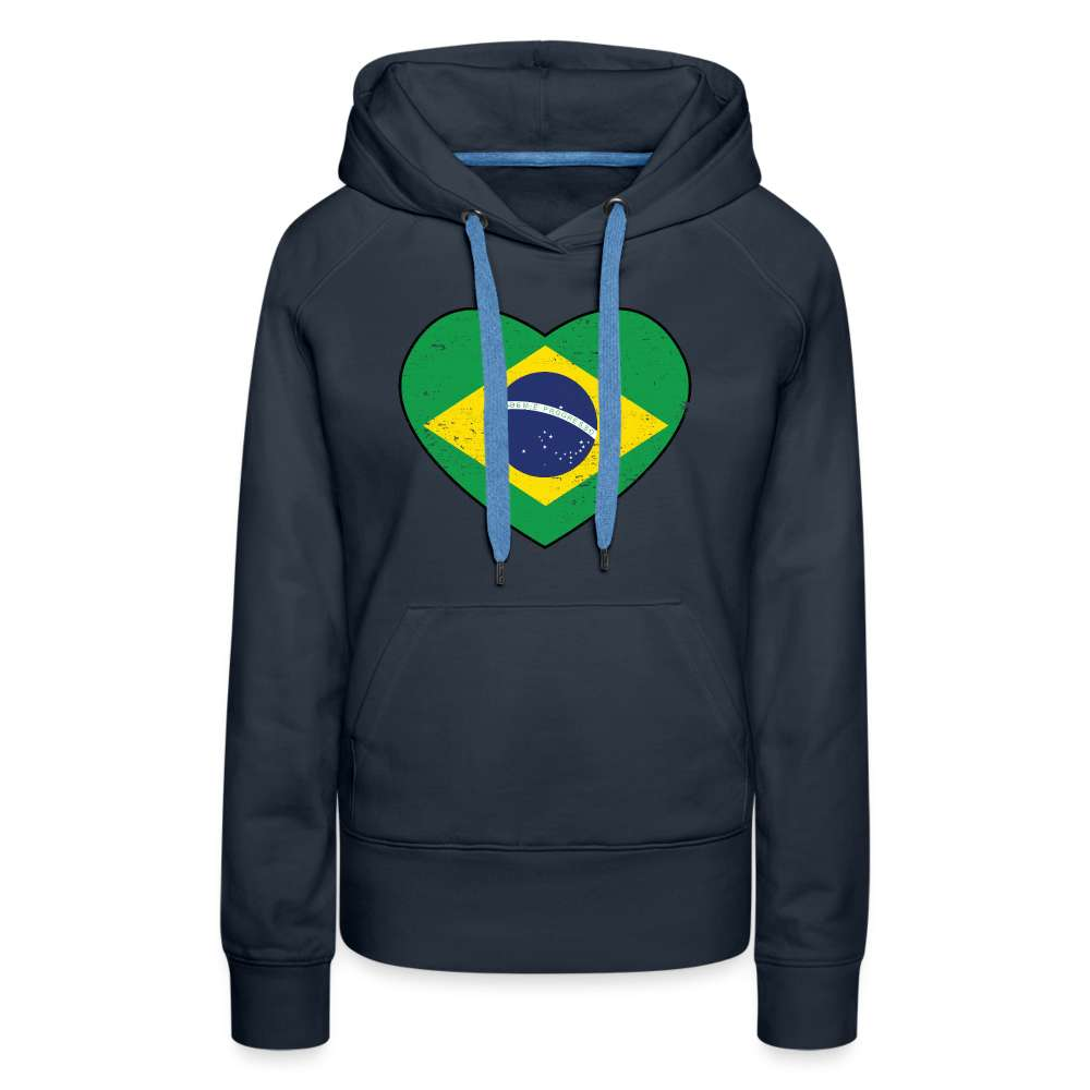 Brasilien Herz Flagge - Love Brazil - Brasilien Fan Frauen Premium Hoodie - Navy