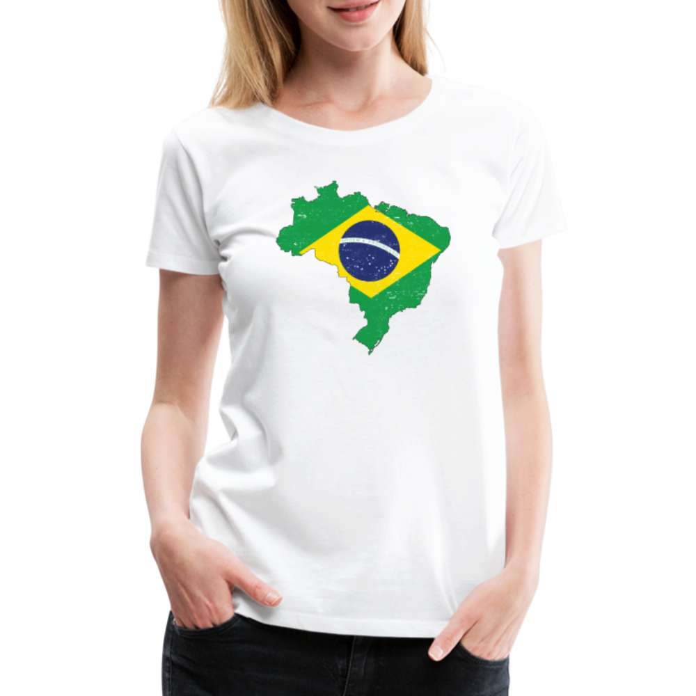 Brasilien Flagge - Geschenk für Brasilien Fans - Frauen T-Shirt - weiß