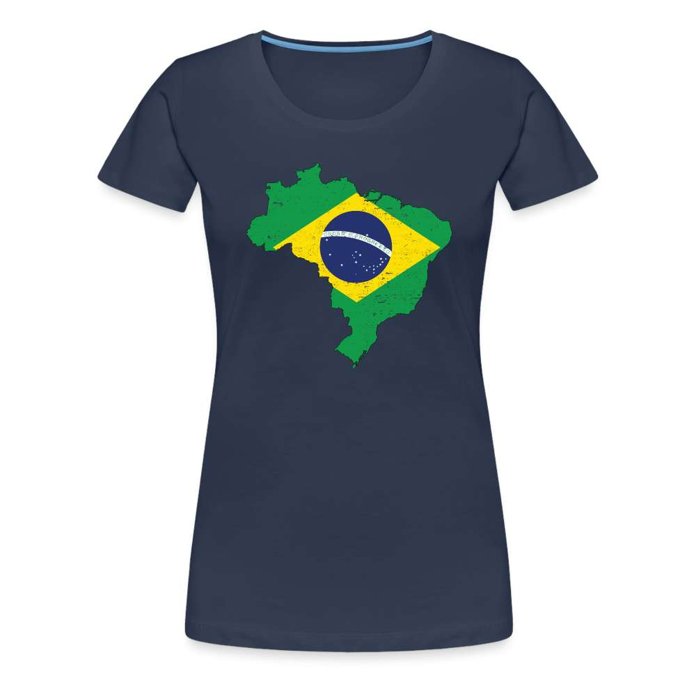 Brasilien Flagge - Geschenk für Brasilien Fans - Frauen T-Shirt - Navy