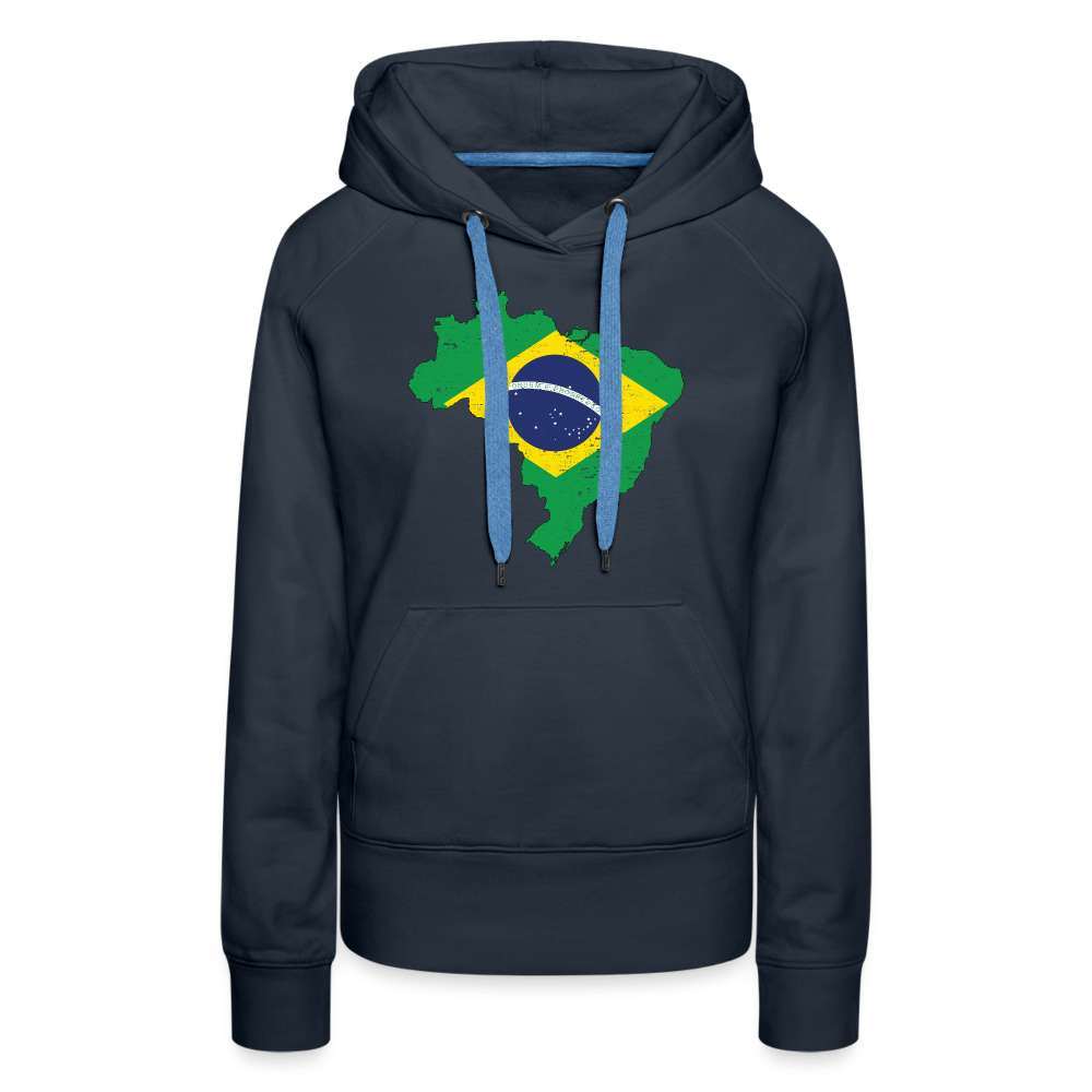 Brasilien Flagge - Geschenk für Brasilien Fans - Frauen Hoodie - Navy