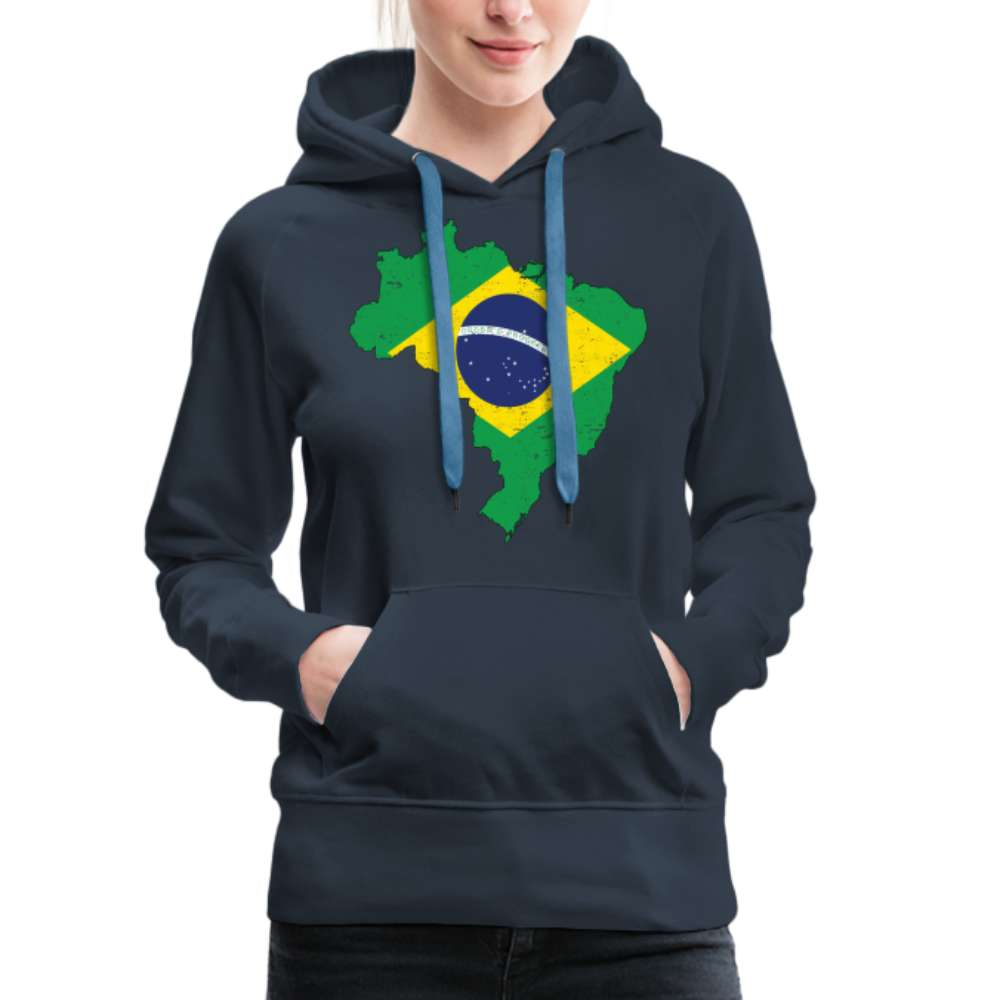 Brasilien Flagge - Geschenk für Brasilien Fans - Frauen Hoodie - Navy
