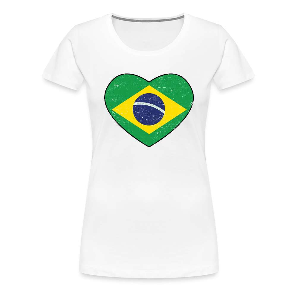 Brasilien Herz Flagge - Love Brazil - Brasilien Fan Frauen T-Shirt - weiß