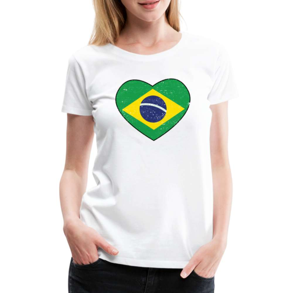 Brasilien Herz Flagge - Love Brazil - Brasilien Fan Frauen T-Shirt - weiß