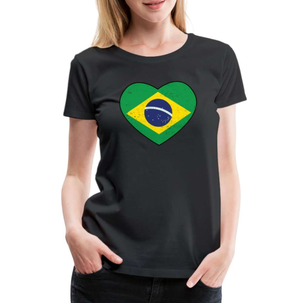 Brasilien Herz Flagge - Love Brazil - Brasilien Fan Frauen T-Shirt - Schwarz