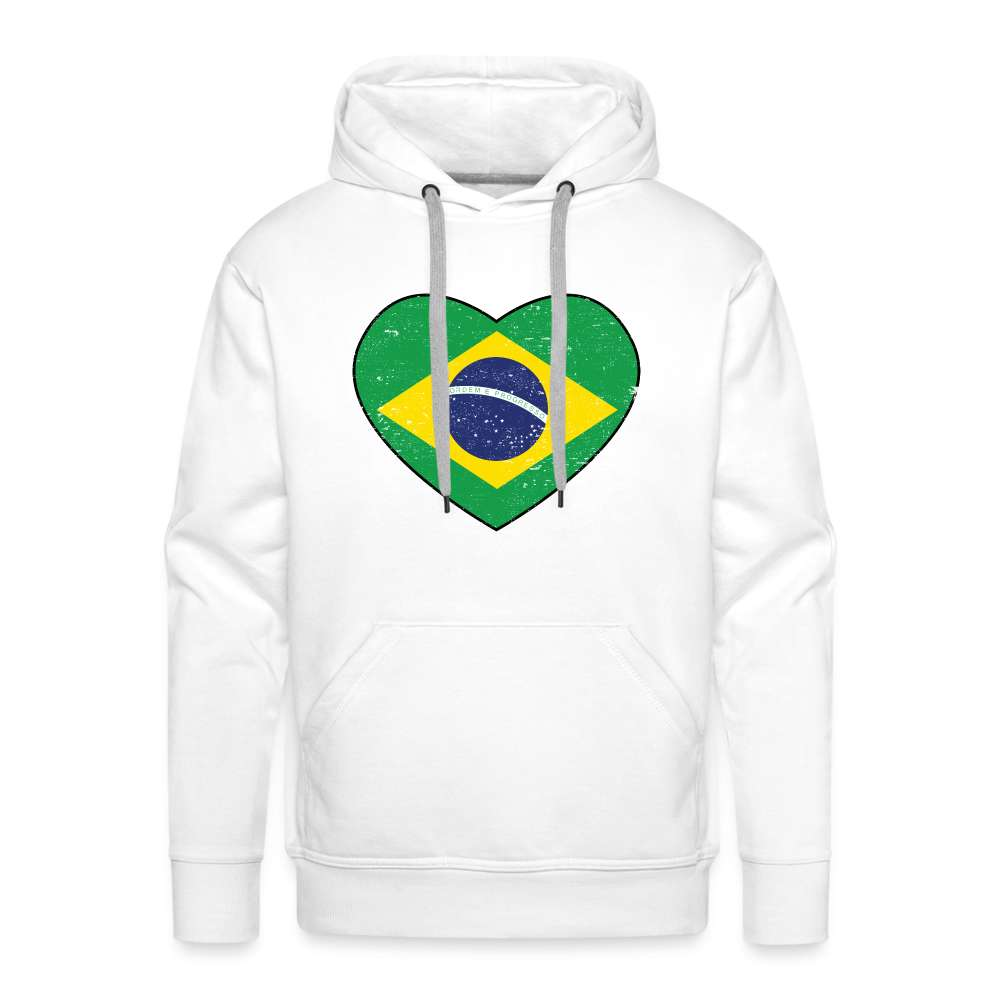 Brasilien Herz Flagge - Love Brazil - Brasilien Fan Herren Hoodie - weiß