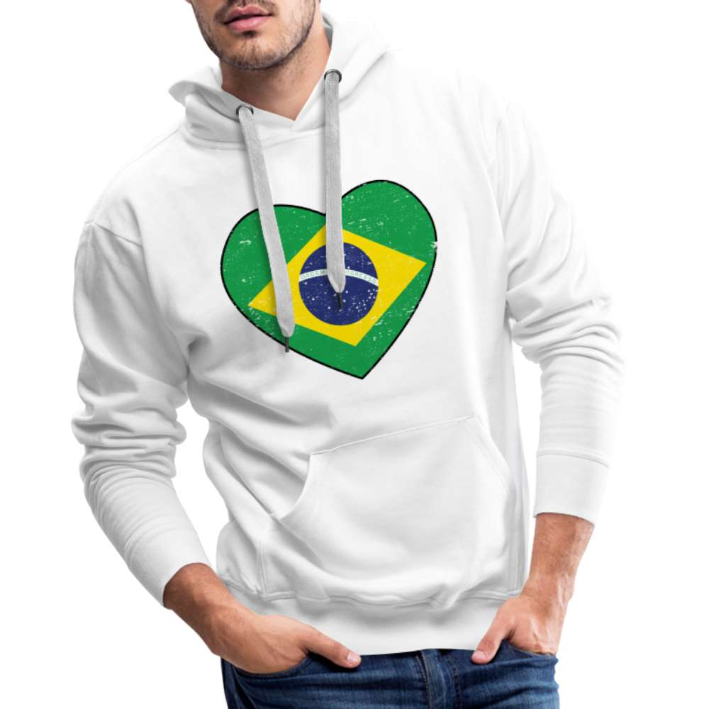 Brasilien Herz Flagge - Love Brazil - Brasilien Fan Herren Hoodie - weiß