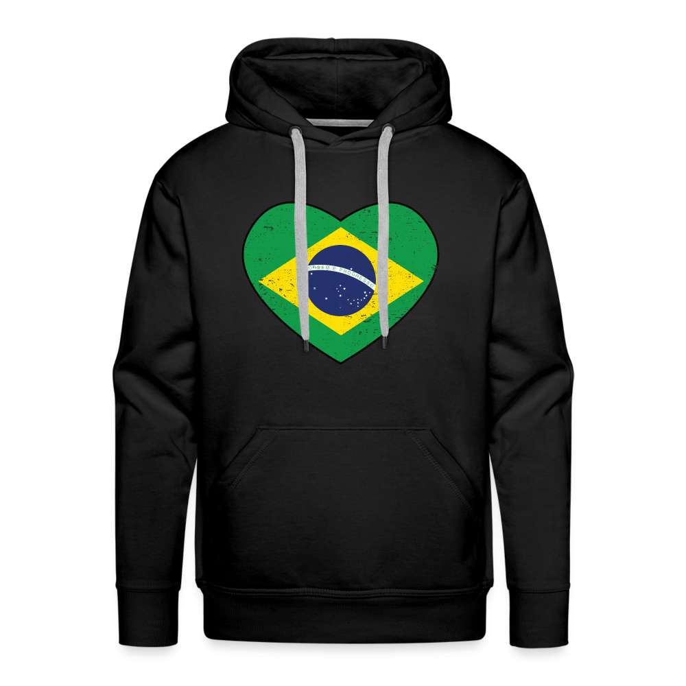 Brasilien Herz Flagge - Love Brazil - Brasilien Fan Herren Hoodie - Schwarz