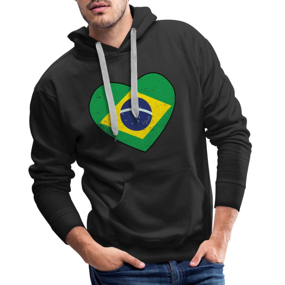 Brasilien Herz Flagge - Love Brazil - Brasilien Fan Herren Hoodie - Schwarz