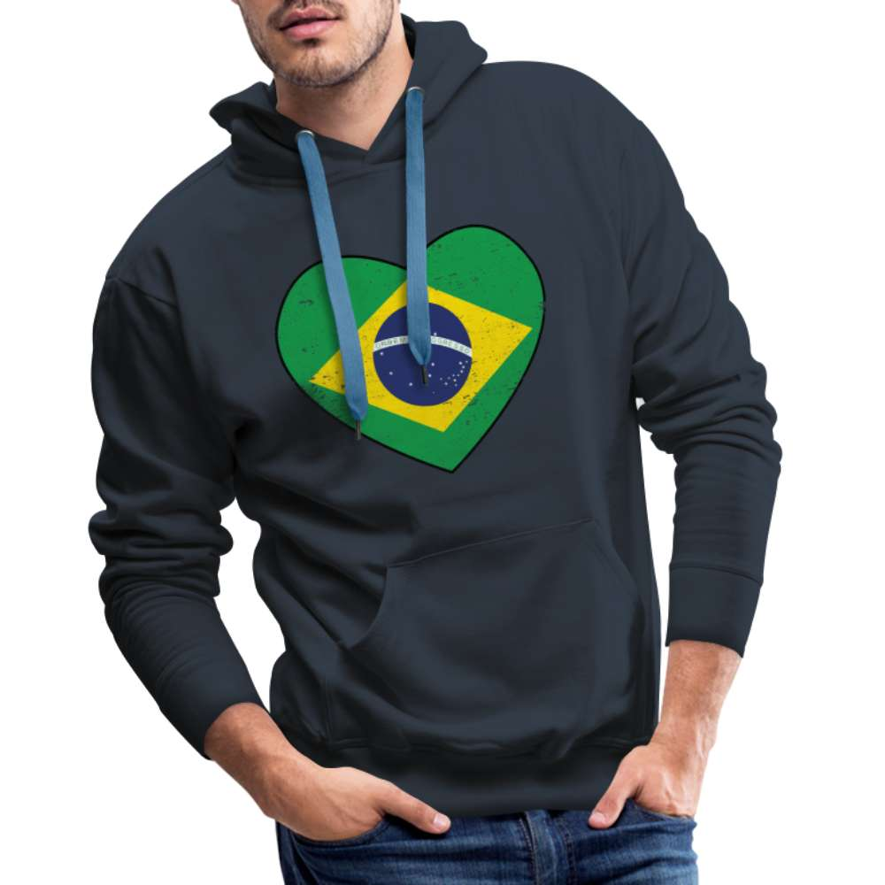 Brasilien Herz Flagge - Love Brazil - Brasilien Fan Herren Hoodie - Navy