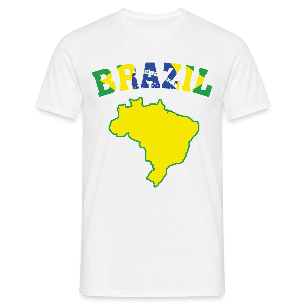 Brasilien Flagge Landkarte - Love Brazil - Brasilien Fan T-Shirt - weiß